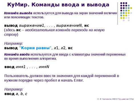 Ввод команды для вывода надписи