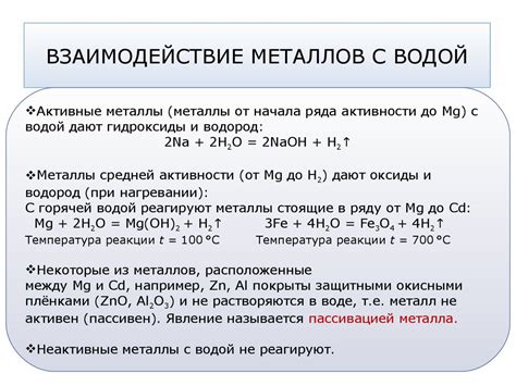 Взаимодействие оксидов активных металлов с водой: механизмы и реакции