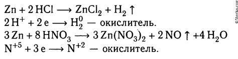 Взаимодействие соляной кислоты с цинком и его соединениями