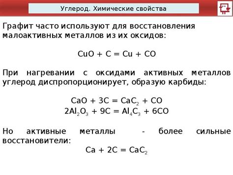 Взаимодействие углерода с оксидами металлов