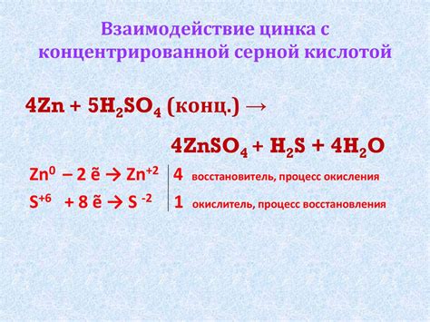 Взаимодействие цинка с серной кислотой