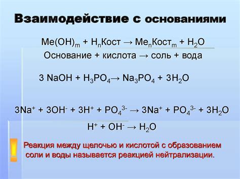 Взаимодействие H3PO4 с оксидами: основные характеристики