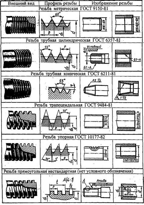 Виды винтовой резьбы по металлу