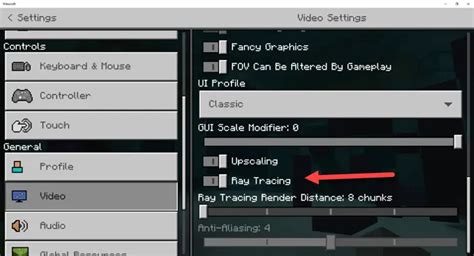 Включение трассировки лучей в Minecraft Windows 10