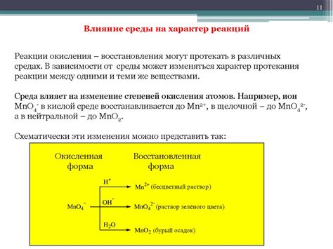 Влияние окружающей среды на реакции окисления и восстановления металлов