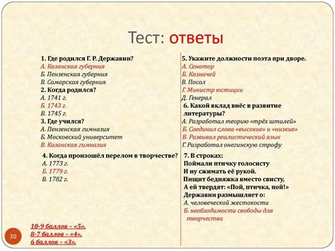 Вопросы и ответы теста: