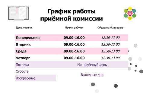 Время работы и график работы приемной