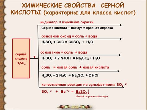 Действие и свойства серной кислоты