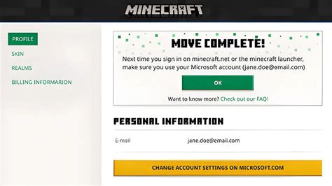 Дополнительные настройки учетной записи Xbox Minecraft