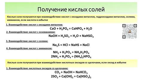 Естественная реакция с кислыми продуктами