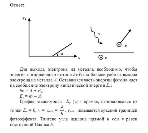 Зависимость кинетической энергии электрона от частоты фотона