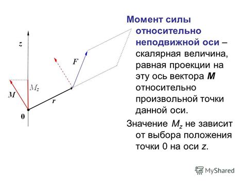 Значение относительно главной центральной оси