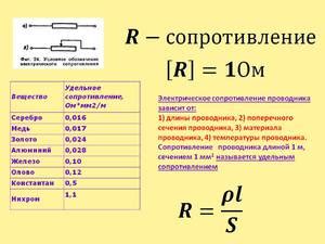 Значение электрического сопротивления в проводимости