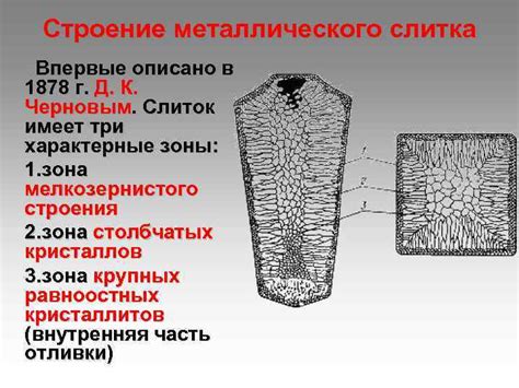 Зоны нежелательной столбчатой структуры слитка