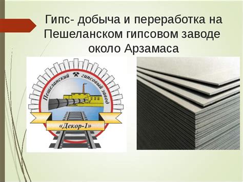 Информация о Пешеланском гипсовом заводе