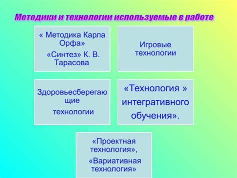 Используемые методики и технологии