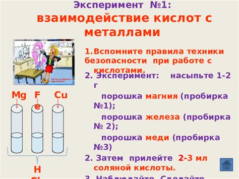 Исследование реакций между кислотами и металлами: удивительные метаморфозы и высвобождение газов