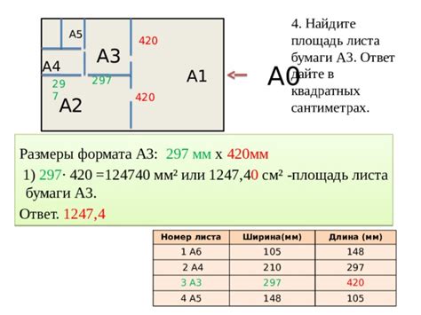 Как найти площадь листа