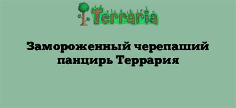 Как получить замороженный черепаший панцирь?