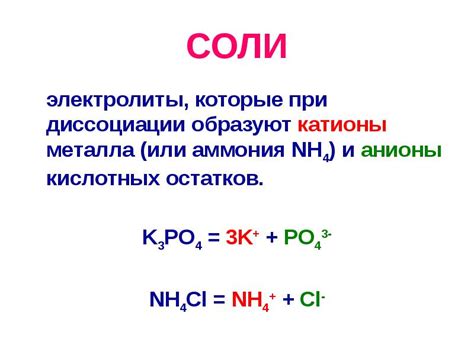 Катионы металла при диссоциации: основные примеры