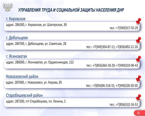 Контактные телефоны сотрудников отдела социальной защиты