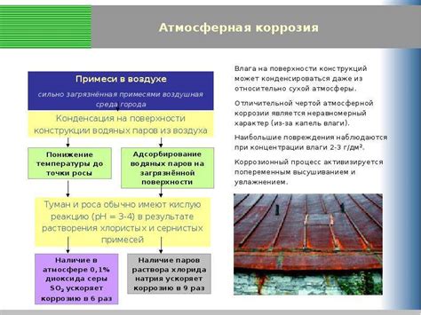 Коррозионные процессы, атмосферные условия, химическое воздействие