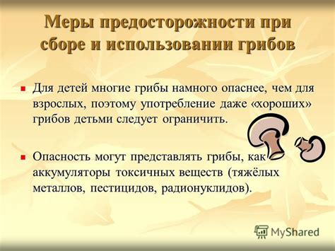 Меры предосторожности при употреблении грибов с потенциально высоким содержанием тяжелых металлов