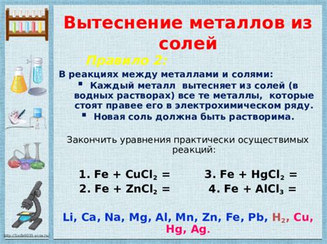 Металлы в растворах солей