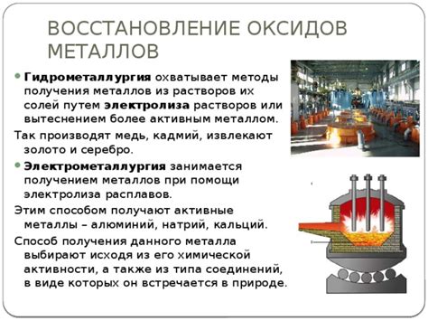 Методы получения металлов путем взаимодействия газов