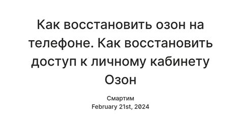 Мой телефон – ключ к Озон личному кабинету