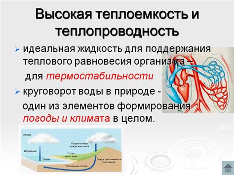 Низкая теплопроводность воды