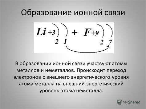 Образование ионной связи: превращение атомов металлов