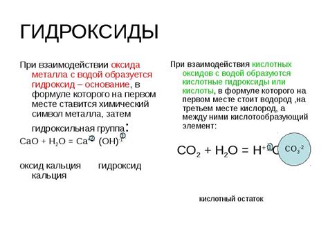 Образование оксида при взаимодействии металла с водой