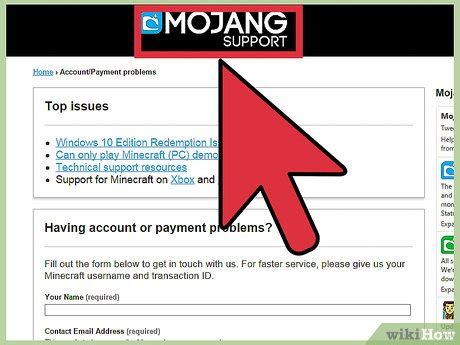 Обратитесь в службу поддержки Mojang