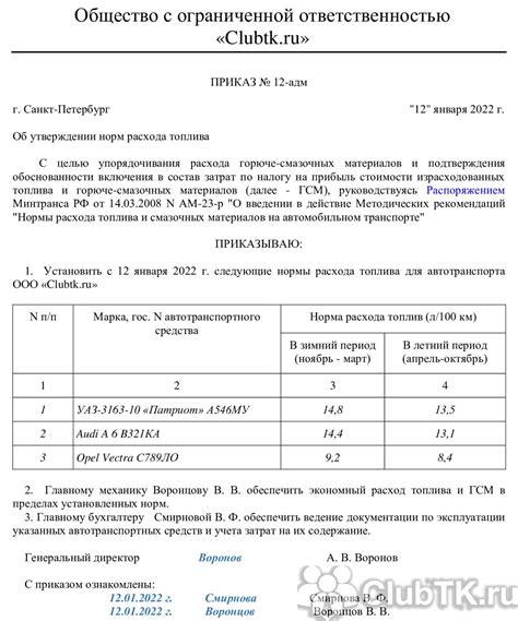 Оптимизация норм расхода