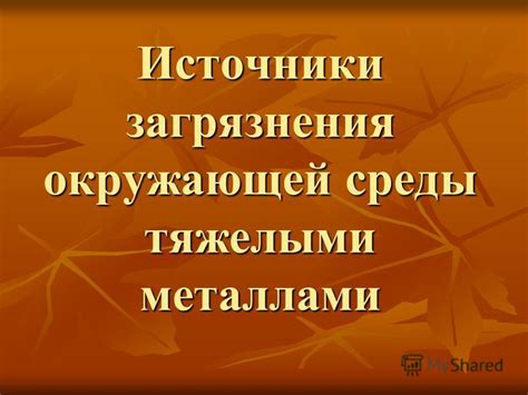 Основные источники контакта с тяжелыми металлами