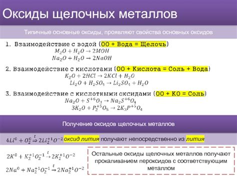 Основные свойства пероксидов щелочных металлов