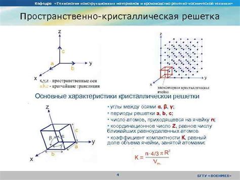 Основные характеристики кристаллической решетки