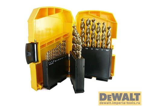 Основные характеристики набора сверл по металлу 29 шт 1-13 мм HSS-G DeWalt DT7926