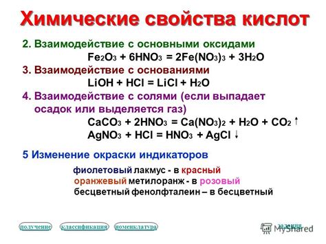 Основные химические свойства кислот