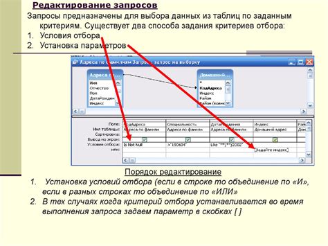 Основные элементы базы