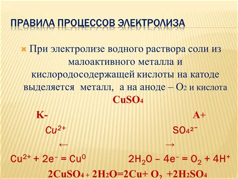 Основные этапы электролиза раствора кислоты для восстановления металла