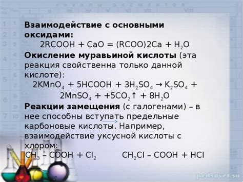 Особенности взаимодействия карбоновых кислот с оксидами металлов