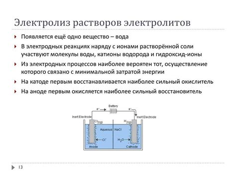 Особенности электролиза