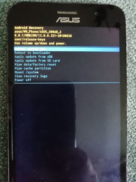Перезагрузка зависшего телефона ASUS