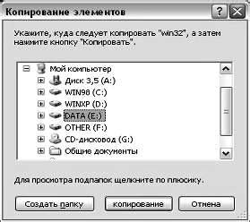 Подготовка места для копирования