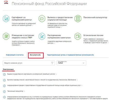 Полный список услуг, предоставляемых Пенсионным фондом