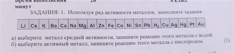 Практические задания по определению активности металлов