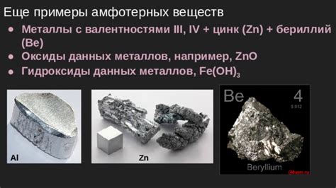 Примеры амфотерных металлов: