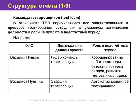 Примеры результатов тестирования